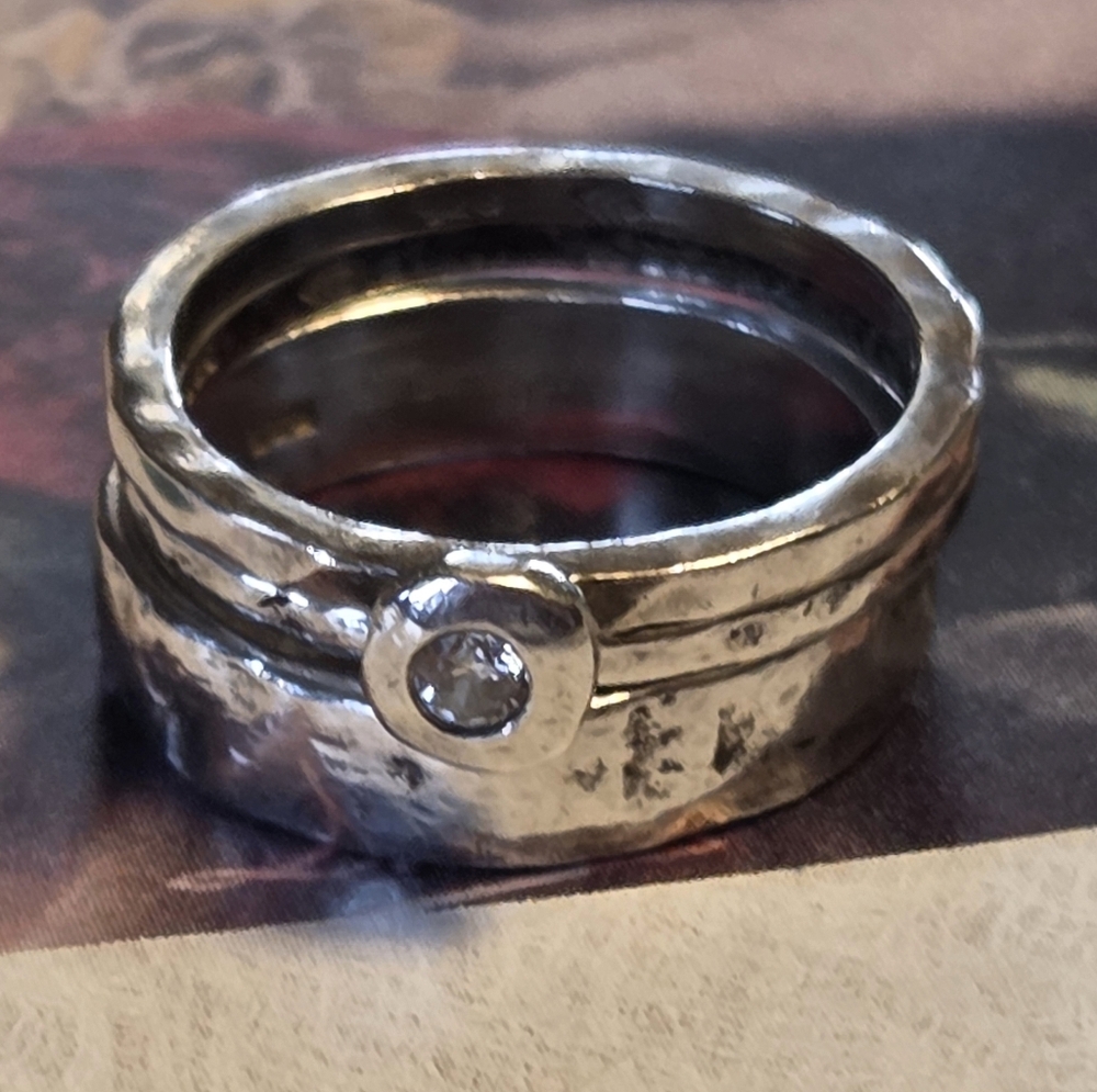 Silpada Sterling Silver & Zirconia Stacking Rings - Picture 2 of 15